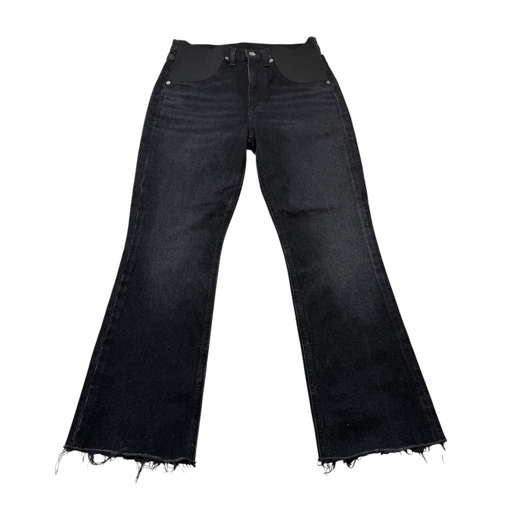 CITIZENS OF HUMANITY Maternity Jeans Black Flare Raw Hem Women's Size 27 Cropped